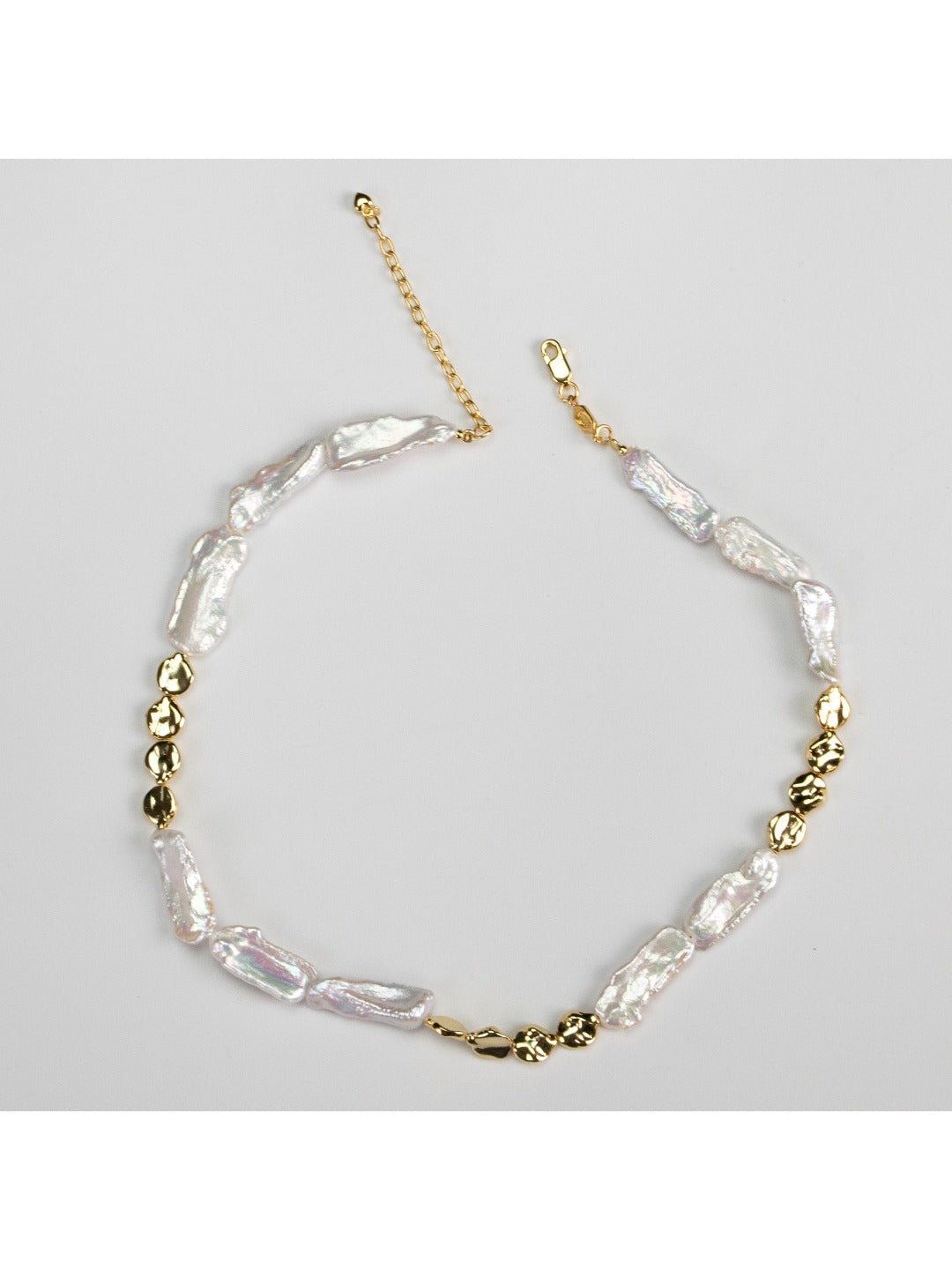 Shattered Silver Splicing Baroque Pearl Necklace - floysun