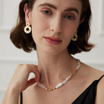 Shattered Silver Splicing Baroque Pearl Necklace - floysun