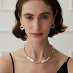 Shattered Silver Splicing Baroque Pearl Necklace - floysun