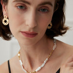 Shattered Silver Splicing Baroque Pearl Necklace - floysun