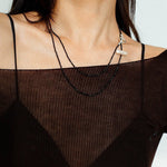 Shimmering Ultra - Long Black Spinel & Baroque Pearl Necklace - floysun