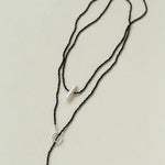 Shimmering Ultra - Long Black Spinel & Baroque Pearl Necklace - floysun