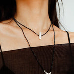 Shimmering Ultra - Long Black Spinel & Baroque Pearl Necklace - floysun