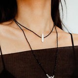 Shimmering Ultra - Long Black Spinel & Baroque Pearl Necklace - floysun