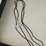 Shimmering Ultra - Long Black Spinel & Baroque Pearl Necklace - floysun