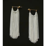 Shining Galaxy Waterfall Long Tassel Silver Earrings - floysun