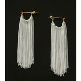 Shining Galaxy Waterfall Long Tassel Silver Earrings - floysun