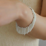 Shining Galaxy Waterfall Tassel Silver Bracelet - floysun