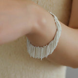 Shining Galaxy Waterfall Tassel Silver Bracelet - floysun