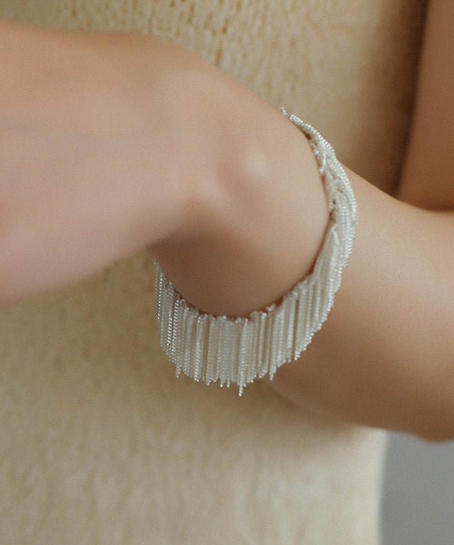 Shining Galaxy Waterfall Tassel Silver Bracelet - floysun