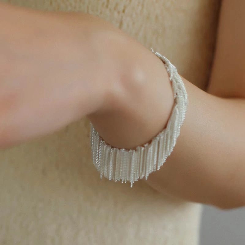 Shining Galaxy Waterfall Tassel Silver Bracelet - floysun