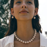 Silver Bead White Fossil Drop Earrings - floysun