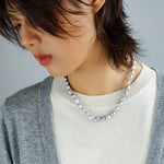 Silver Gray Freshwater Pearls Short OT Buckle Necklaces - floysun