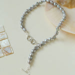 Silver Gray Freshwater Pearls Short OT Buckle Necklaces - floysun