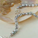 Silver Gray Freshwater Pearls Short OT Buckle Necklaces - floysun