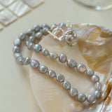 Silver Gray Freshwater Pearls Short OT Buckle Necklaces - floysun