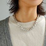 Silver Gray Freshwater Pearls Short OT Buckle Necklaces - floysun