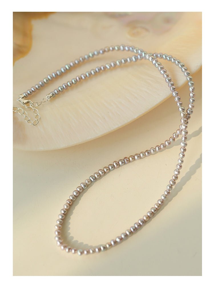 Silver Gray Mini Freshwater Pearl Necklace - floysun