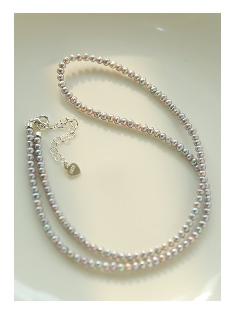 Silver Gray Mini Freshwater Pearl Necklace - floysun