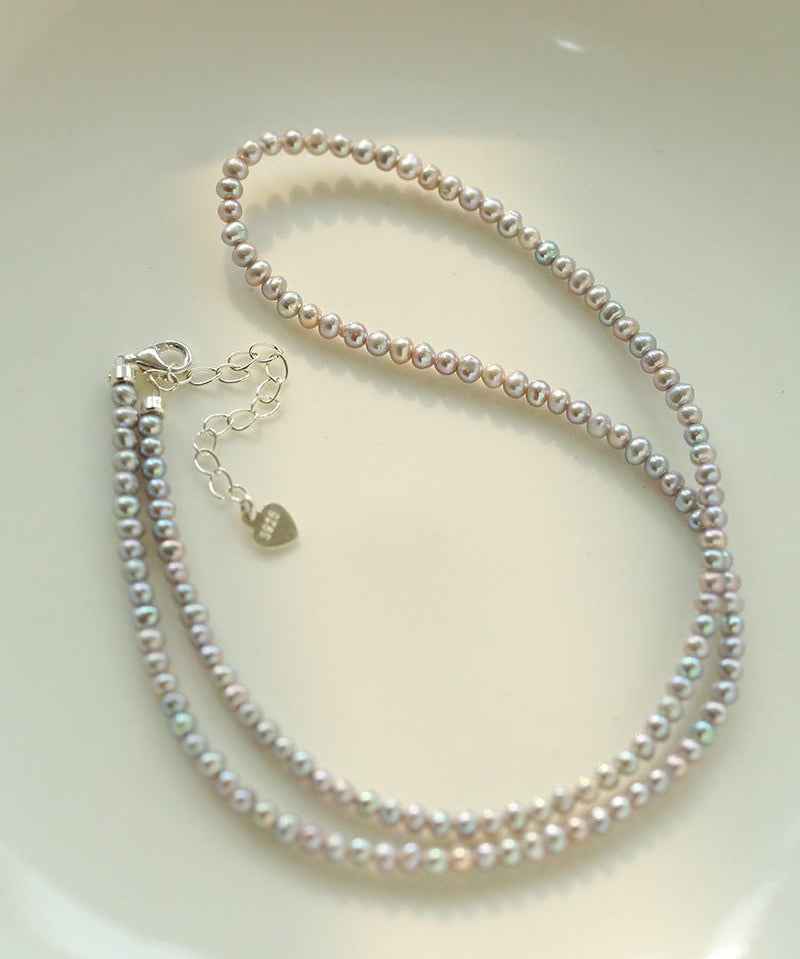 Silver Gray Mini Freshwater Pearl Necklace - floysun