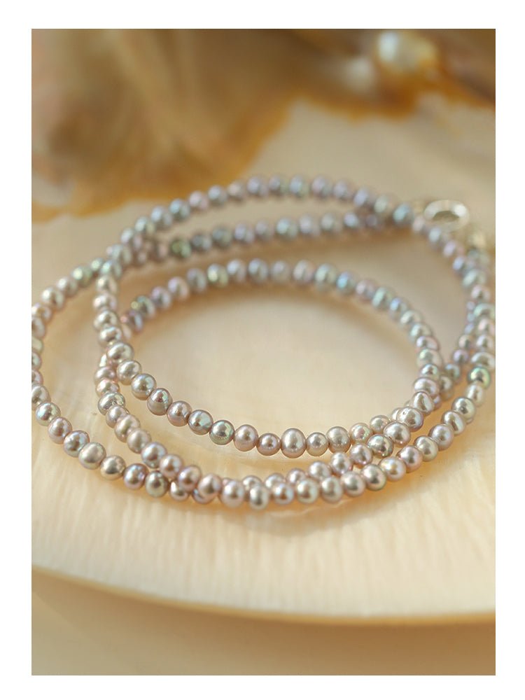 Silver Gray Mini Freshwater Pearl Necklace - floysun