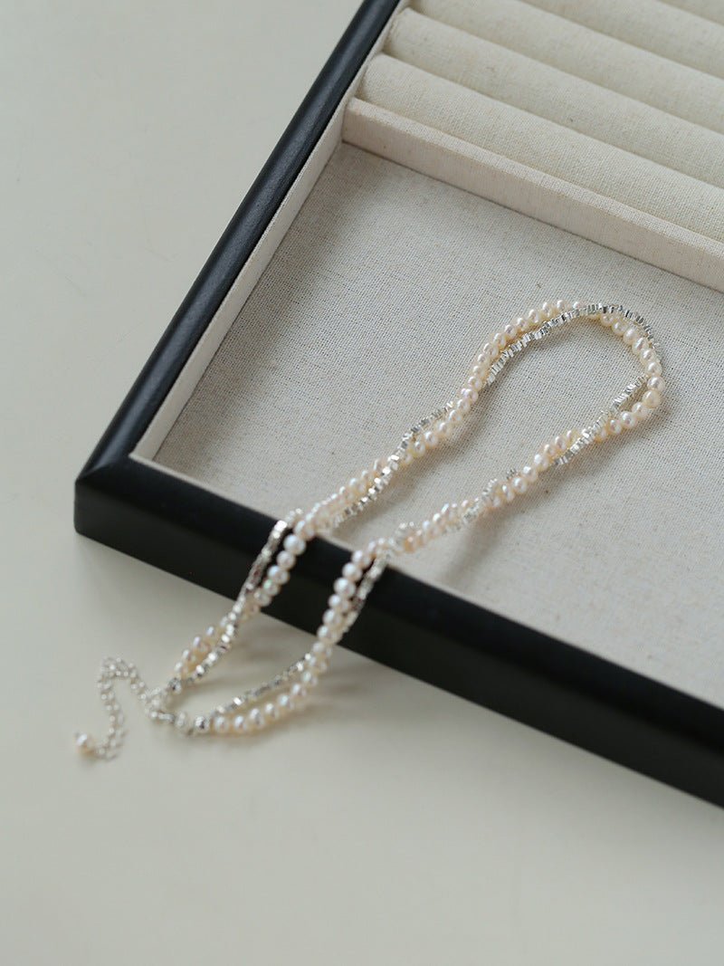 Silver Shards Double - Layer Pearl Necklace - floysun