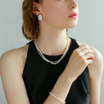 Silver Shards Double - Layer Pearl Necklace - floysun