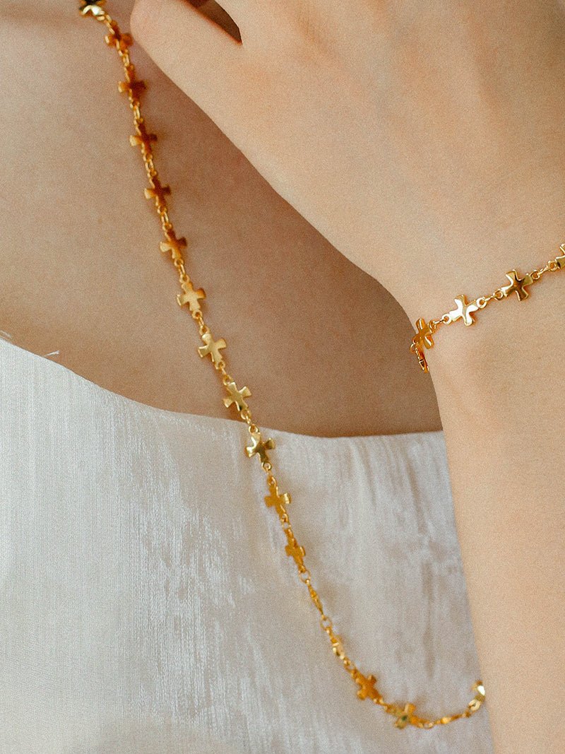 Simple Cross Bracelet Gold Silver - floysun