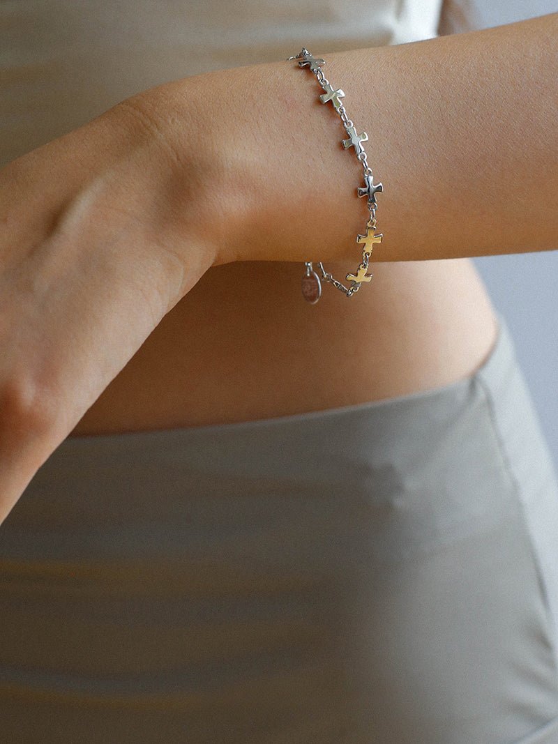 Simple Cross Bracelet Gold Silver - floysun