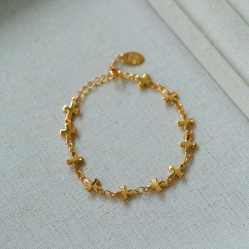 Simple Cross Bracelet Gold Silver - floysun