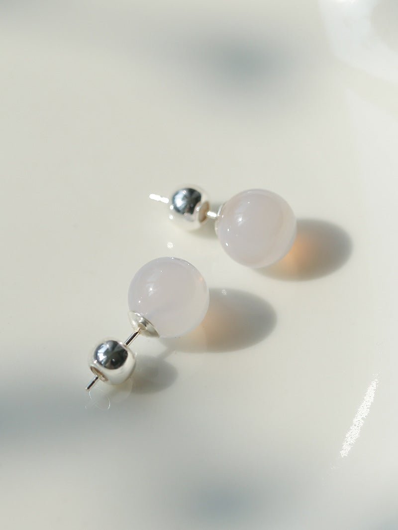 Simple Crystal Agate Tiger Eye Round Earrings - floysun