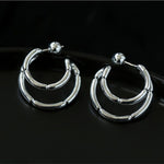 Simple Double - layer Bamboo C Shape Earrings - floysun