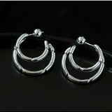 Simple Double - layer Bamboo C Shape Earrings - floysun