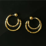 Simple Double - layer Bamboo C Shape Earrings - floysun