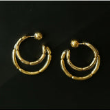 Simple Double - layer Bamboo C Shape Earrings - floysun