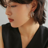 Simple Double-layer Bamboo C Shape Earrings