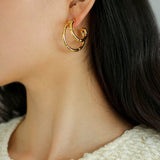 Simple Double-layer Bamboo C Shape Earrings