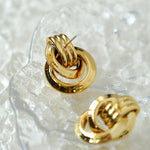 Simple Double Oval Striped Earrings Gold - floysun