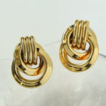 Simple Double Oval Striped Earrings Gold - floysun