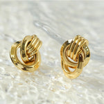 Simple Double Oval Striped Earrings Gold - floysun