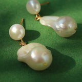 Simple Freshwater Baroque Pearl Drop Earrings - floysun