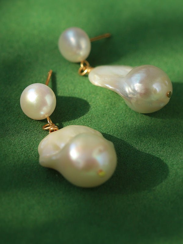 Simple Freshwater Baroque Pearl Drop Earrings - floysun