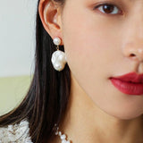 Simple Freshwater Baroque Pearl Drop Earrings - floysun