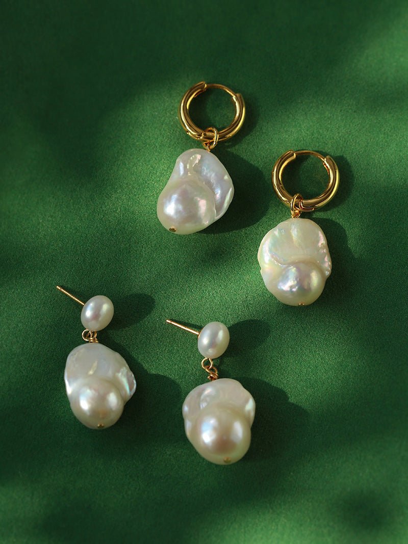 Simple Freshwater Baroque Pearl Drop Earrings - floysun