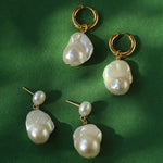 Simple Freshwater Baroque Pearl Drop Earrings - floysun