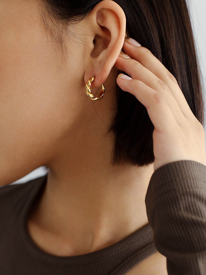 Simple Fried Dough Twists Hoop Earrings - floysun