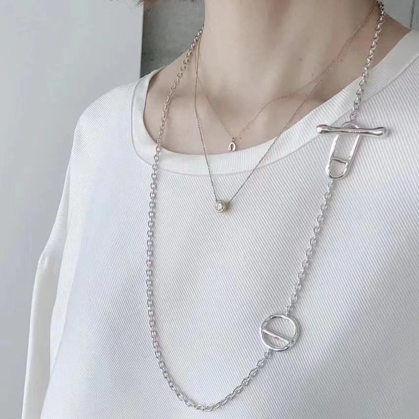 Simple Geometric Long Chain Necklace - floysun