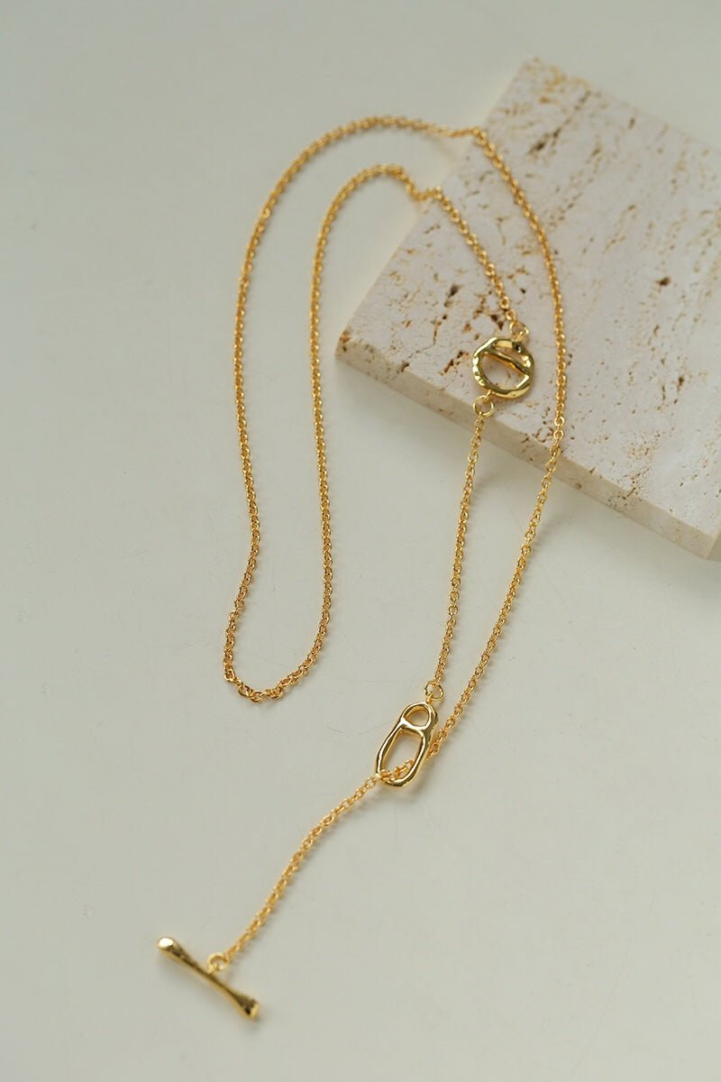 Simple Geometric Long Chain Necklace - floysun