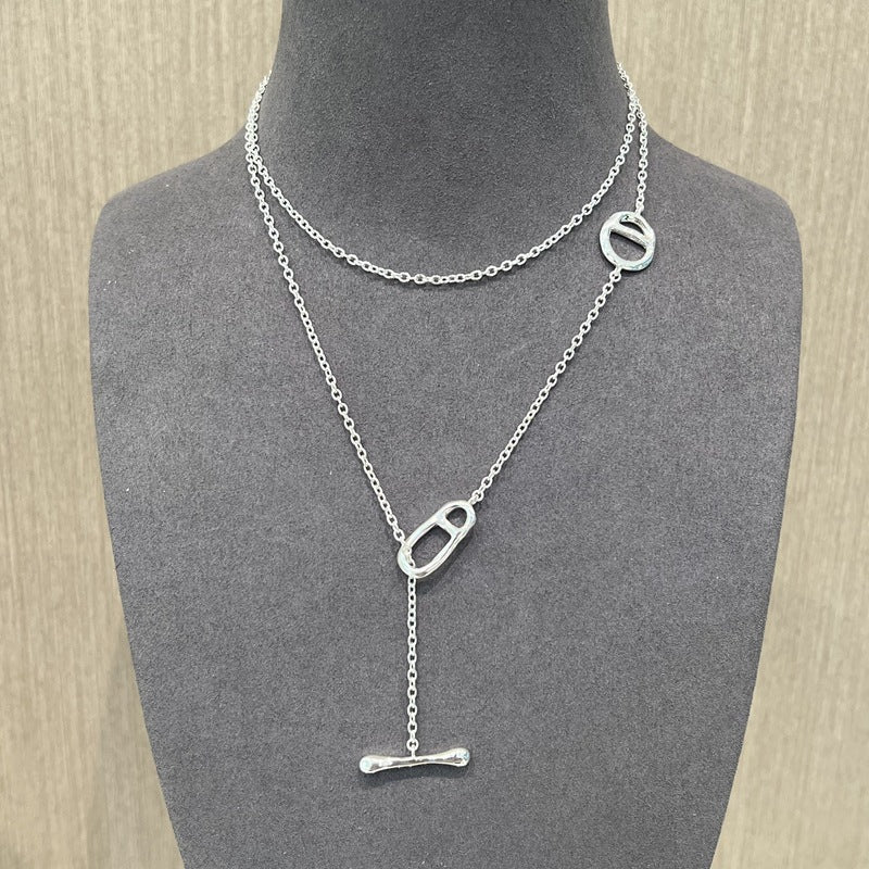 Simple Geometric Long Chain Necklace - floysun