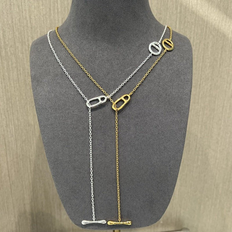 Simple Geometric Long Chain Necklace - floysun